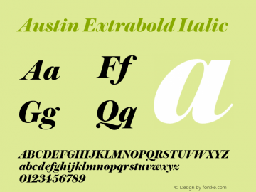 Austin Extrabold Italic Version 1.2 2016图片样张