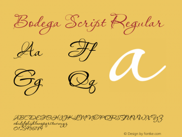 Bodega Script Regular Version 1.000;PS 001.000;hotconv 1.0.38图片样张