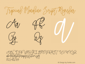 Tropical Monoline Script Regular Version 1.000 Font Sample