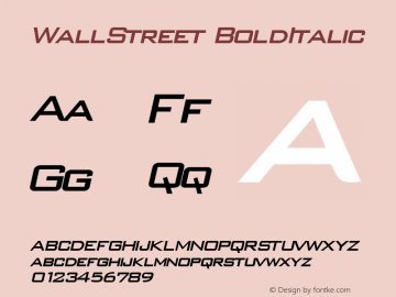 WallStreet BoldItalic Rev. 003.000 Font Sample