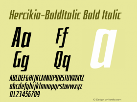 Hercikio-BoldItalic Bold Italic Version 1.000;PS 001.000;hotconv 1.0.70;makeotf.lib2.5.58329;com.myfonts.easy.sea-types.Hercilio.bold-italic.wfkit2.version.4Awm图片样张