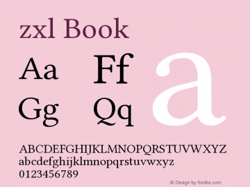 zxl Book Version 5.1.2 Font Sample