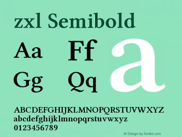 zxl Semibold Version 5.1.1 Font Sample