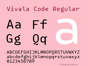 Vivala Code Regular Version 1.005 Font Sample