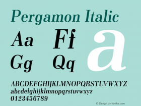 Pergamon Italic Version 1.000;PS 1.00;hotconv 1.0.57;makeotf.lib2.0.21895图片样张