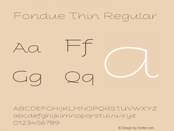 Fondue Thin Regular Version 1.020;PS 001.020;hotconv 1.0.88;makeotf.lib2.5.64775 Font Sample