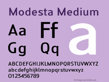 Modesta Medium Version 1.002 2016 Font Sample