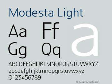 Modesta Light Version 1.002 2016 Font Sample