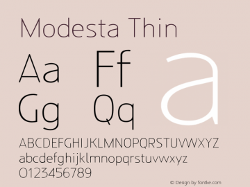 Modesta Thin Version 1.002 2016 Font Sample