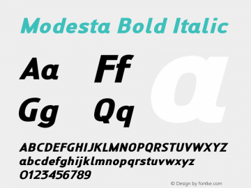Modesta Bold Italic Version 1.002 2016 Font Sample
