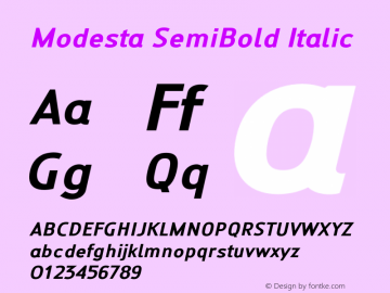 Modesta SemiBold Italic Version 1.002 2016 Font Sample