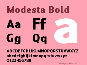 Modesta Bold Version 1.002 2016 Font Sample