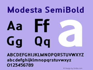 Modesta SemiBold Version 1.002 2016 Font Sample