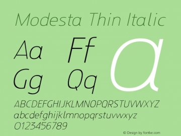 Modesta Thin Italic Version 1.002 2016 Font Sample