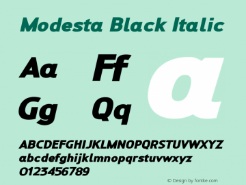 Modesta Black Italic Version 1.002 2016 Font Sample