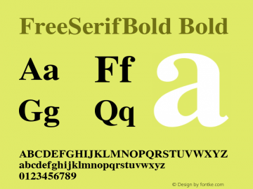 FreeSerifBold Bold Version 0412.2268 Font Sample