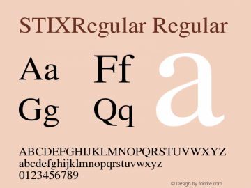 STIXRegular Regular Version 1.1.0 Font Sample