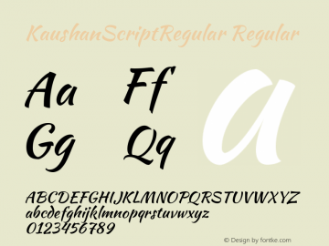 KaushanScriptRegular Regular Version 1.002 Font Sample