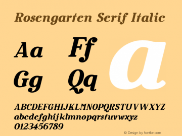 Rosengarten Serif Italic Version 1.000 Font Sample