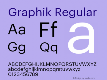 Graphik Regular Version 1.1, 2009 Font Sample