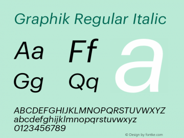 Graphik Regular Italic Version 1.1, 2009 Font Sample