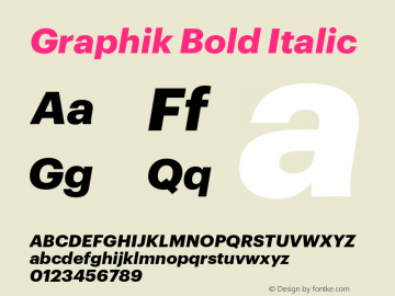 Graphik Bold Italic Version 1.1, 2009 Font Sample