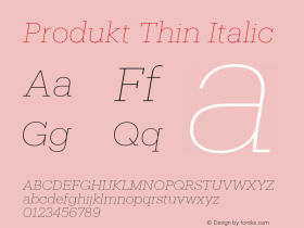 Produkt Thin Italic Version 1.1 2015 Font Sample