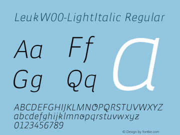 LeukW00-LightItalic Regular Version 1.00图片样张