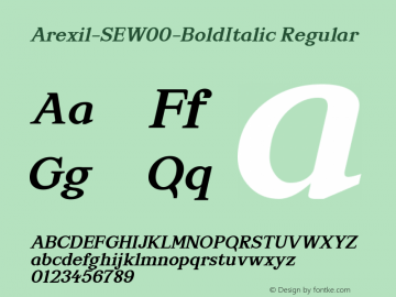 Arexil-SEW00-BoldItalic Regular Version 1.00 Font Sample