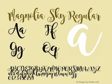 Magnolia Sky Regular Version 1.002 Font Sample