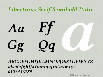 Libertinus Serif Semibold Italic Version 6.3 Font Sample