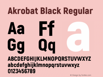 Akrobat Black Regular Version 1.000;PS 001.000;hotconv 1.0.88;makeotf.lib2.5.64775; ttfautohint (v1.4.1) Font Sample