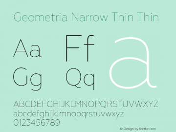 Geometria Narrow Thin Thin Version 1.000 Font Sample