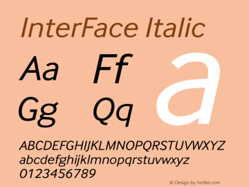 InterFace Italic Version 2.000 Font Sample