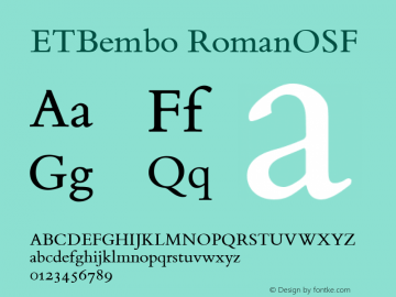 ETBembo RomanOSF Version 001.001 Font Sample