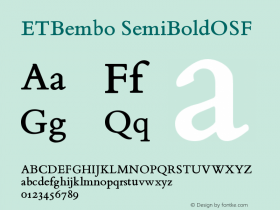 ETBembo SemiBoldOSF Version 001.001 Font Sample