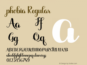 phobia Regular Version 1.000 Font Sample