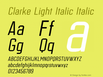 Clarke Light Italic Italic Version 6.3 Font Sample