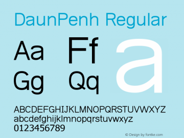 DaunPenh Regular Version 5.05 Font Sample