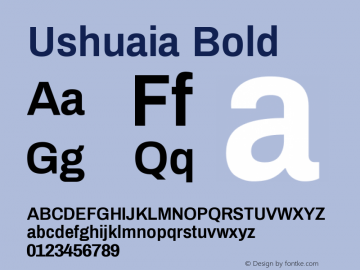 Ushuaia Bold Version 1.000 Font Sample