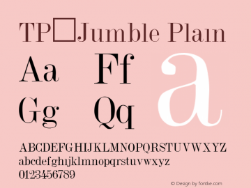 TP_Jumble Plain Altsys Fontographer 3.3  9/14/91 Font Sample