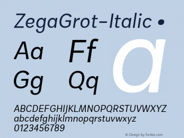 ZegaGrot-Italic ☞ Version 1.000 2016 initial release;com.myfonts.easy.isaco.zega-grot.italic.wfkit2.version.4zXP图片样张