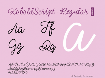 KoboldScript-Regular ☞ Version 1.000;PS 001.000;hotconv 1.0.88;makeotf.lib2.5.64775;com.myfonts.easy.luxus.kobold.script-regular.wfkit2.version.4yYt Font Sample