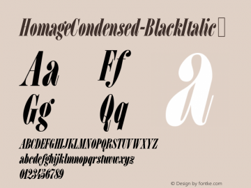 HomageCondensed-BlackItalic ☞ Version 1.000;com.myfonts.easy.garagefonts.homage-condensed.black-italic.wfkit2.version.4AQH图片样张