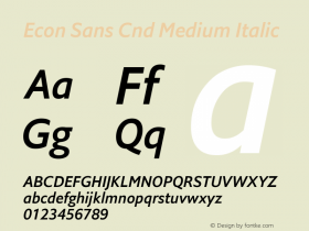 Econ Sans Cnd Medium Italic Version 1.000 Font Sample