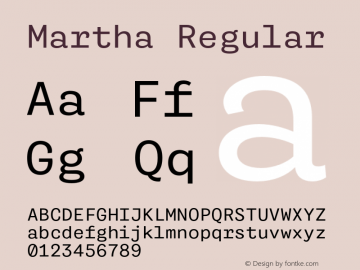 Martha Regular Version 2.000;PS 2.0;hotconv 1.0.72;makeotf.lib2.5.5900 Font Sample
