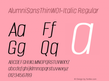 AlumniSansThinW01-Italic Regular Version 1.00图片样张