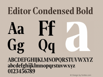 Editor Condensed Bold Version 1.0 Font Sample