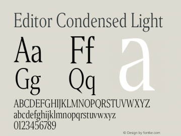 Editor Condensed Light Version 1.0 Font Sample