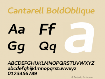 Cantarell BoldOblique Version 0.024  Font Sample
